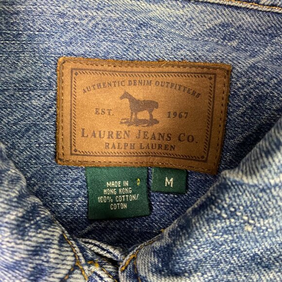 Vintage 90s Ralph Lauren Jeans Co. Denim Trucker Jacket Women's Medium Blue Jean - Picture 5 of 11
